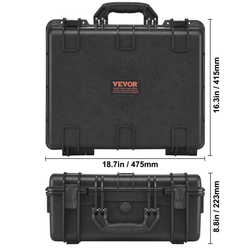 VEVOR 18.9×16.3×8.5 in Hard Pistol Cases with Pre-cut Lining, Waterproof & Dustproof Hard Gun Case for 5 Pistol, Lockable Pistol Case, Black