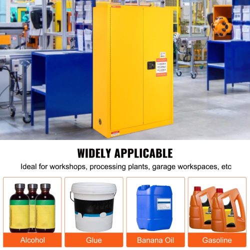 VEVOR 45 Gal Flammable Safety Cabinet, Cold-Rolled Steel Flammable Liquid Storage Cabinet, 42.9 x 18.1 x 65.2 in Explosion Proof with 2 Adjustable