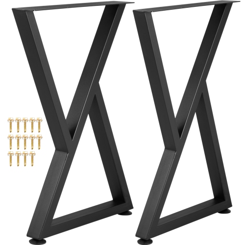 VEVOR  28 X 18 Inch Metal Table Legs, Desk Legs, Set Of 2, Heavy Duty Bench Legs, Z Shape Metal Furniture Legs, Wrought Iron Coffee Table Legs, Home