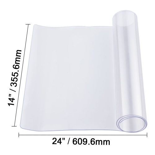 VEVOR 14 x 24 Inch Plastic Table Cover, 1.5 mm Thick Clear Table Protector, Rectangle PVC Desk Mat, Waterproof & Easy Cleaning Desk Pad Tablecloth,