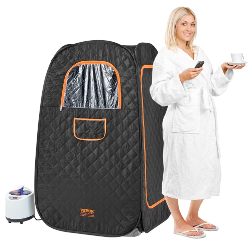 VEVOR Compact Portable Steam Sauna Tent, 1200 Watt Sauna Blanket with Chair & Storage Bag, Home Therapeutic Sauna Tent , Time & Temperature Remote