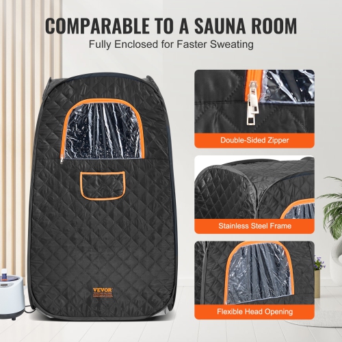 VEVOR Compact Portable Steam Sauna Tent, 1200 Watt Sauna Blanket with Chair & Storage Bag, Home Therapeutic Sauna Tent , Time & Temperature Remote