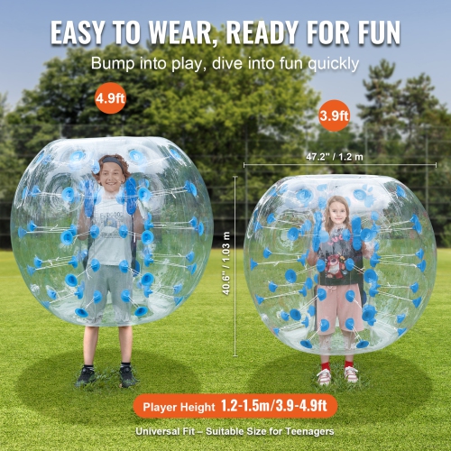 VEVOR 4FT/1.2M Inflatable Bumper Ball 1-Pack, Body Sumo Zorb Balls for Teen & Adult, 0.8mm Thick PVC Human Hamster Bubble Balls for Outdoor Team
