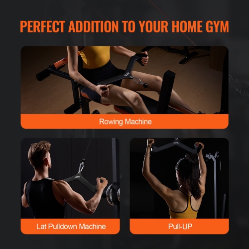 VEVOR LAT Pulldown Attachment, Cable Machine Rowing V-bar Attachment, Tricep Pull Down Bar, Back Strength Training Rubber Coated Handle Grip, Bicep