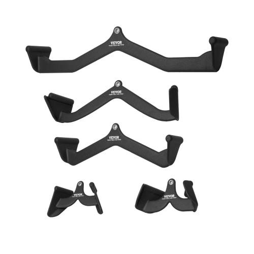 VEVOR LAT Pulldown Attachments, Cable Machine Rowing T-bar V-bar 5 Set, Tricep Pull Down Bar, Back Strength Training Rubber Coated Handle Grip, Bicep
