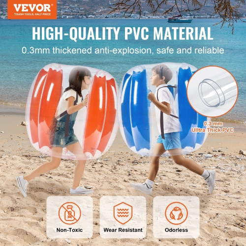 VEVOR 3FT/0.9M Inflatable Bumper Balls 2-Pack , Body Sumo Zorb Balls for Kids & Teens, Durable PVC Human Hamster Bubble Balls for Outdoor Team Gaming