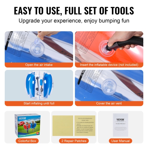 VEVOR 3FT/0.9M Inflatable Bumper Balls 2-Pack , Body Sumo Zorb Balls for Kids & Teens, Durable PVC Human Hamster Bubble Balls for Outdoor Team Gaming