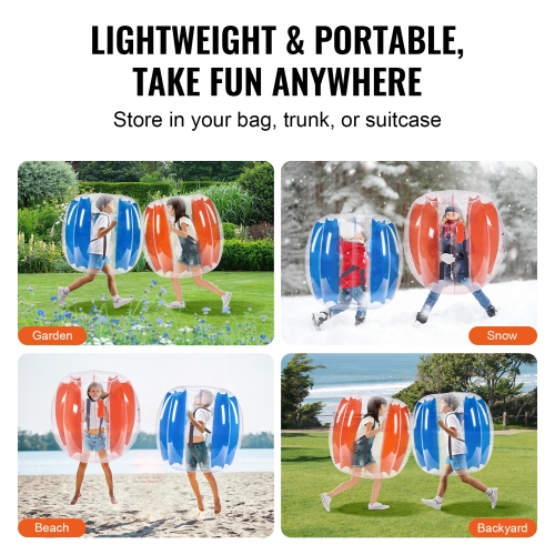 VEVOR 3FT/0.9M Inflatable Bumper Balls 2-Pack , Body Sumo Zorb Balls for Kids & Teens, Durable PVC Human Hamster Bubble Balls for Outdoor Team Gaming