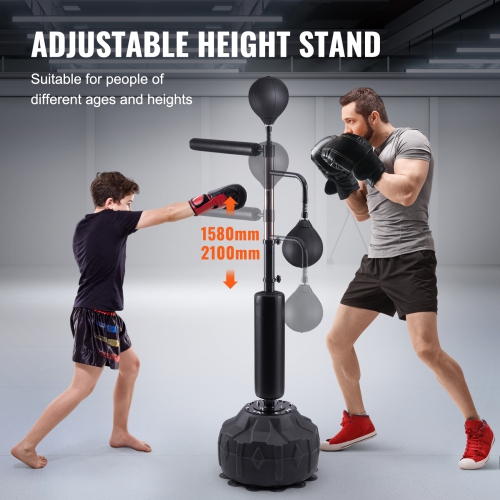 VEVOR Boxing Speed Trainer, Punching Bag with Stand, Reflex Boxing Bag for Teens & Adults, Height Adjustable Free Standing Strike Bag Set with