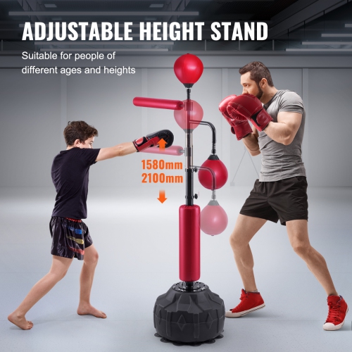 VEVOR Boxing Speed Trainer, Punching Bag with Stand, Reflex Boxing Bag for Teens & Adults, Height Adjustable Free Standing Strike Bag Set with