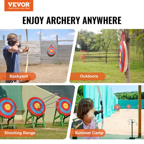 VEVOR 20" Archery Target,3 Layers Arrow Target, Traditional Solid Straw Round Archery Target Shooting Bow,Hand-Made Arrows Target,Coloured Rope