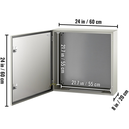 VEVOR 24x24x8'' NEMA Steel Case, NEMA 4X Metal Electric Enclosure, IP66 Water & Dust Resistant, Suitable for Both Outdoor & Indoor Use, Includes