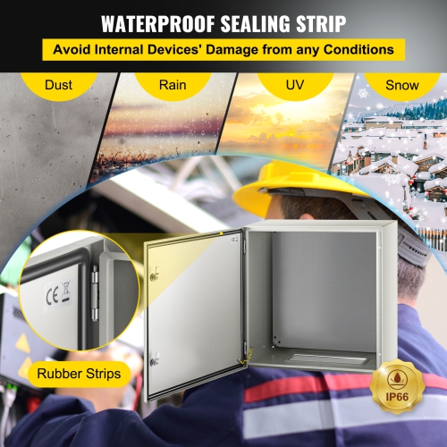 VEVOR 24x24x12'' NEMA Metal Case, NEMA 4X Metal Electric Enclosure, IP66 Water & Dust Resistant, Suitable for Both Outdoor & Indoor Use, Includes