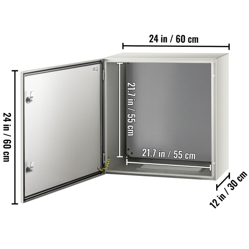VEVOR 24x24x12'' NEMA Metal Case, NEMA 4X Metal Electric Enclosure, IP66 Water & Dust Resistant, Suitable for Both Outdoor & Indoor Use, Includes