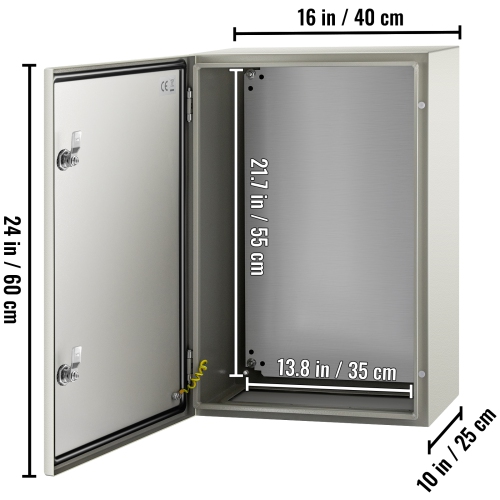 Boîtier en acier VEVOR NEMA 24 x 16 x 10&nbsp;po, boîtier électrique en acier NEMA 4X, étanche et hermétique à la poussière IP66, boîte de jonction