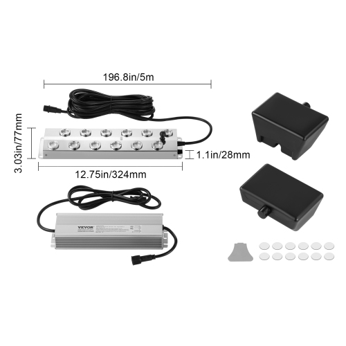 VEVOR 12 Head Ultrasonic Mist Maker, 9000mL/H Ultrasonic Fogger, Mist Maker with 300W IP67 Waterproof Power Supply, Buoy, Replacement Discs, for