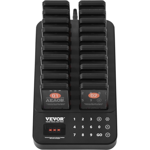 VEVOR Restaurant Pager System, Wireless 400m Long Range Lineup Waiting Queue Signal, Guest Customer Calling Beepers with Vibration & Flashing, 20