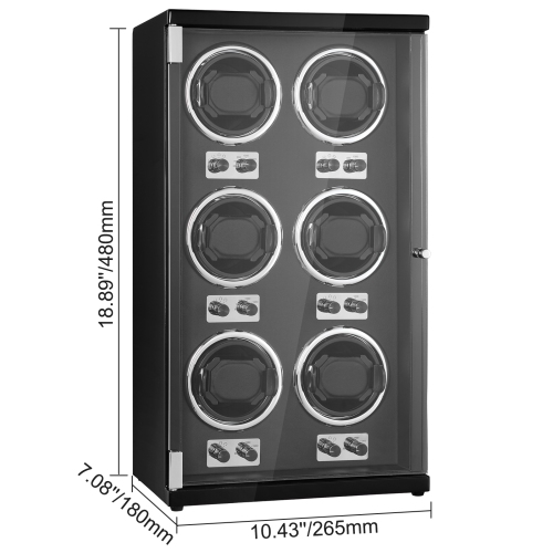 VEVOR Watch Winder, Watch Winder for 6 Automatic Watches, with 6 Super Quiet Japanese Mabuchi Motors, Blue LED Light and Adapter, High-Density Board