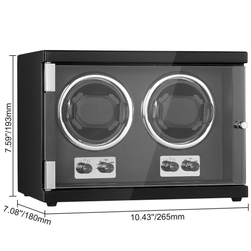 VEVOR Watch Winder, Dual Watch Winder for Automatic Watch, with 2 Super Quiet Japanese Mabuchi Motors, Blue LED Light and Adapter, High-Density Board