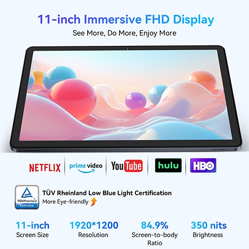 Tablet Android 15 Tablet 11" FHD Display, 24GB RAM 256GB ROM /2TB TF, T615 Octa-Core AI Tablets, 8000mAh/18W Fast Charge, TÜV Certified Netflix HD