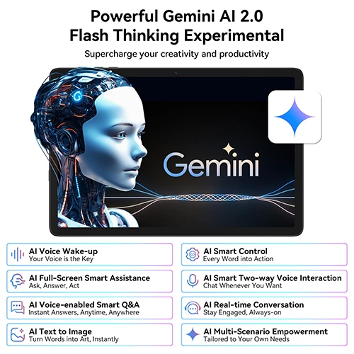 Tablette 2025 Dernières tablettes Android 15 avec écran interne de 10,1 pouces, 24&nbsp;Go RAM 256&nbsp;Go ROM /2&nbsp;To TF, Gemini AI, T606