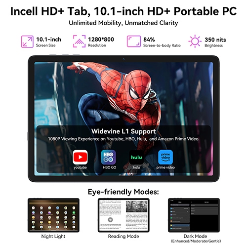 Tablette 2025 Dernières tablettes Android 15 avec écran interne de 10,1 pouces, 24&nbsp;Go RAM 256&nbsp;Go ROM /2&nbsp;To TF, Gemini AI, T606