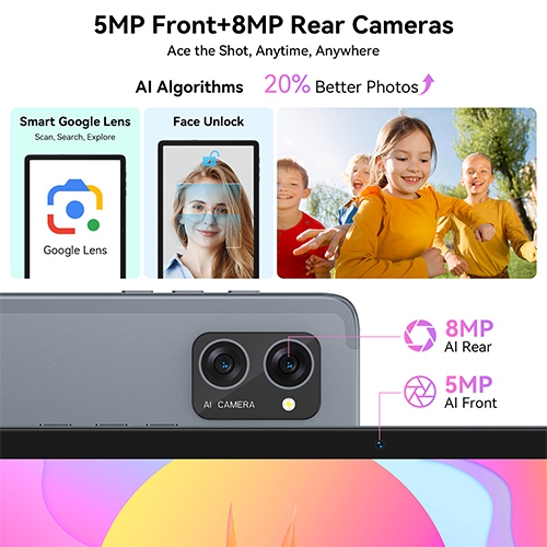 Tablette 2025 Dernières tablettes Android 15 avec écran interne de 10,1 pouces, 24&nbsp;Go RAM 256&nbsp;Go ROM /2&nbsp;To TF, Gemini AI, T606