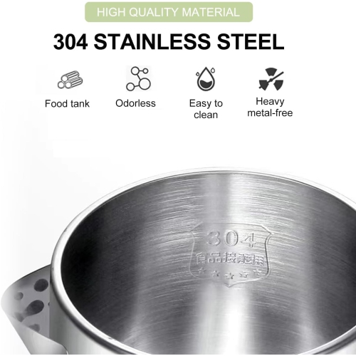 2L Fast Boiling Electric Kettle - 304 Stainless Steel, Double-layer Anti-scalding, Automatic Shutoff and 360° Swivel Base, Brushed Metal Finish