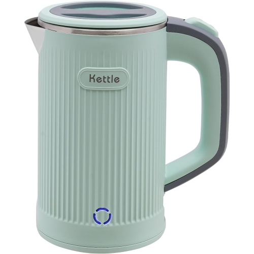 600W Travel Electric Kettle - 4-6 Min Fast Boil, Food-Grade 304 Stainless Steel, Compact & Lightweight for Hotels/Offices（Green）