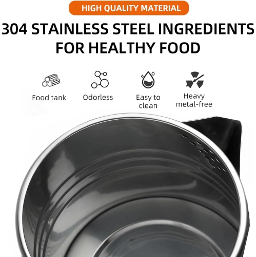 2L Fast Boiling Electric Kettle - 304 Stainless Steel, Double-layer Anti-scalding, Automatic Shutoff and 360° Swivel Base, Brushed Metal Finish