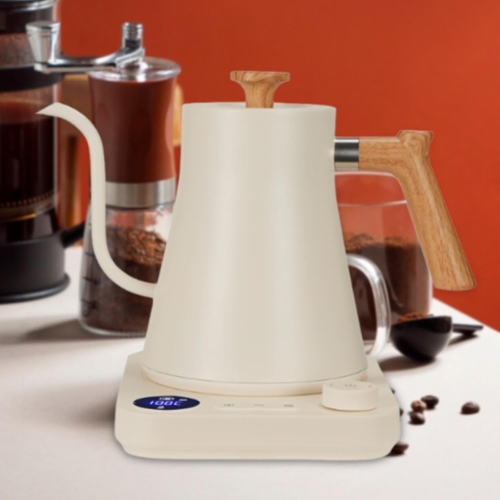 1200W gooseneck kettle electric kettle - 900ml, adjustable temperature, fast heating, memory function, suitable for hand-poured coffee/tea (white)