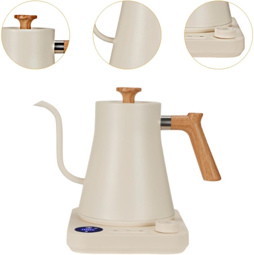 1200W gooseneck kettle electric kettle - 900ml, adjustable temperature, fast heating, memory function, suitable for hand-poured coffee/tea (white)