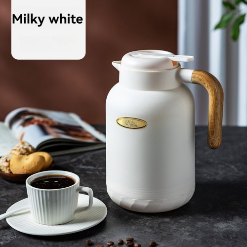 1.5L thermos, one-touch pouring, non-slip design, glass liner, wooden handle, large capacity, thermos for hot water, suitable for home office