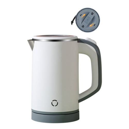 Portable 0.8L Mini Electric Kettle – Stainless Steel, Double-Wall Insulation, BPA-Free & Anti-Dry Boil for Travel, Office & Home White