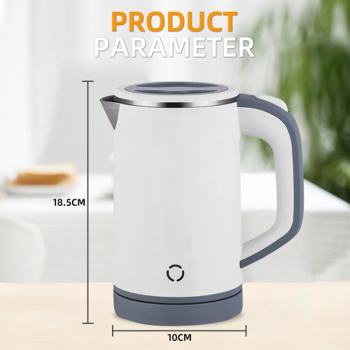 Portable 0.8L Mini Electric Kettle – Stainless Steel, Double-Wall Insulation, BPA-Free & Anti-Dry Boil for Travel, Office & Home White