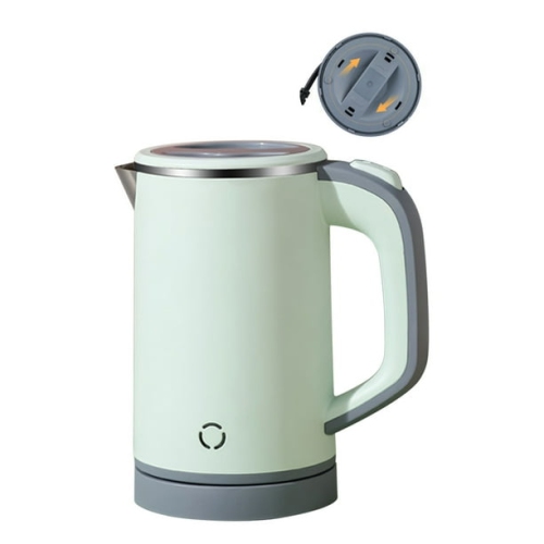 Portable 0.8L Mini Electric Kettle – Stainless Steel, Double-Wall Insulation, BPA-Free & Anti-Dry Boil for Travel, Office & Home Green