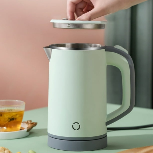 Portable 0.8L Mini Electric Kettle – Stainless Steel, Double-Wall Insulation, BPA-Free & Anti-Dry Boil for Travel, Office & Home Green