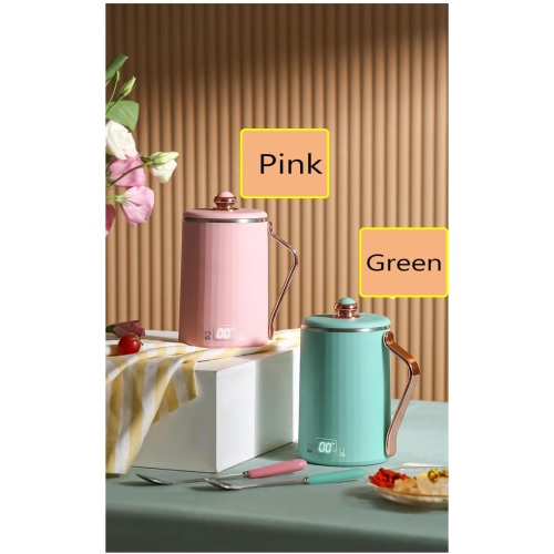 Multifunctional travel electric kettle - 450 ml, 300 watt fast boiling, 304 stainless steel, 4 temperature presets + LCD display, smart touch