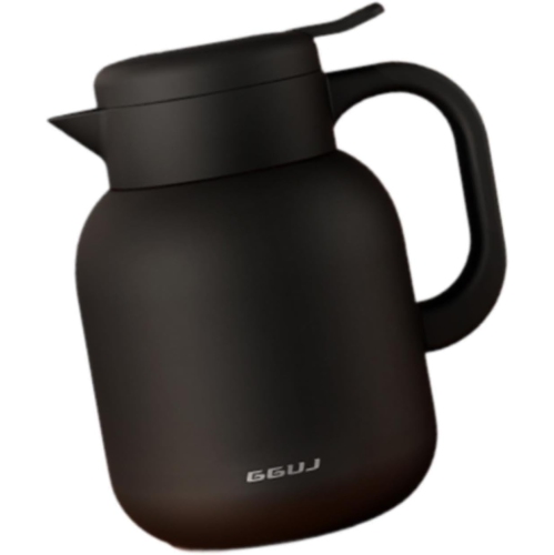 GREEN SCENIC  2L Insulated Coffee Pot – 316 Stainless Steel, Built-In Tea Filter, Leakproof & One-Touch Pour, Ergonomic Handle (Home/office) In Black