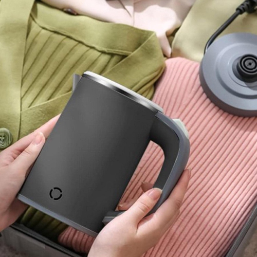 Portable 0.8L Mini Electric Kettle – Stainless Steel, Double-Wall Insulation, BPA-Free & Anti-Dry Boil for Travel, Office & Home Black