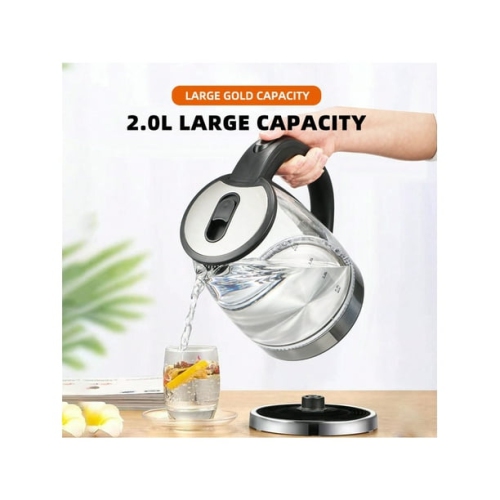 Glass Electric Kettle - Borosilicate Glass & 304 Stainless Steel, Auto Shut-Off, 360° Visible Boiling, Drop-Resistant Design