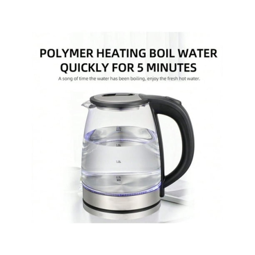 Glass Electric Kettle - Borosilicate Glass & 304 Stainless Steel, Auto Shut-Off, 360° Visible Boiling, Drop-Resistant Design
