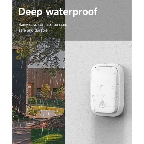 Home Self-Powered Wireless Doorbell, No Batteries Required, Waterproof, for Homes, Classrooms and Businesses - Black