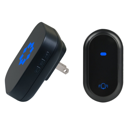 Sonnette sans fil à génération autonome pour la maison, sonnette de porte musicale longue distance, sans fil, noire