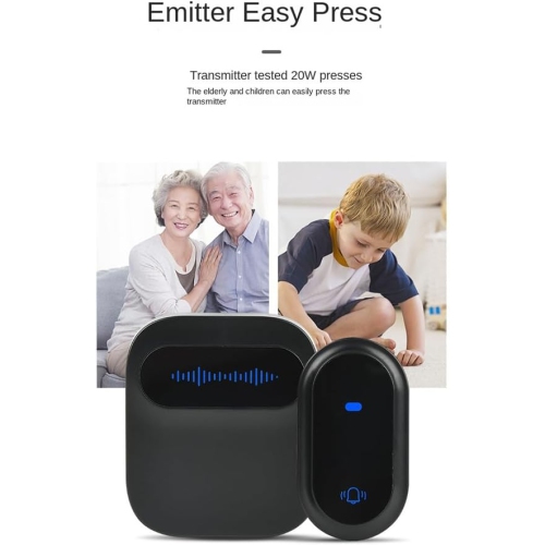 Wireless Doorbell Waterproof Smart Doorbell IP68 Smart Doorbell 38 Songs 4 Levels Volume Control – Black