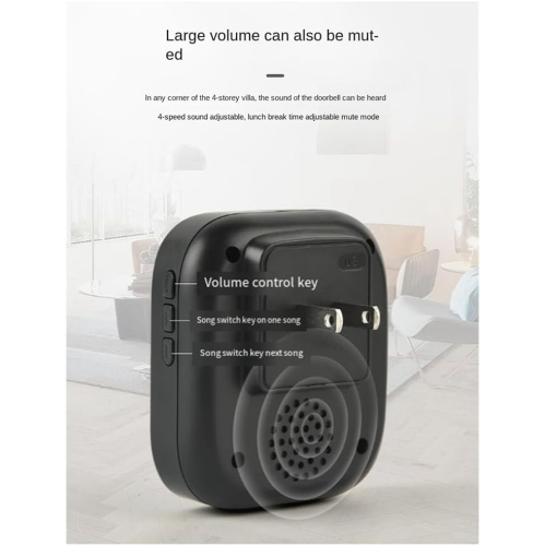 Wireless Doorbell Waterproof Smart Doorbell IP68 Smart Doorbell 38 Songs 4 Levels Volume Control – Black