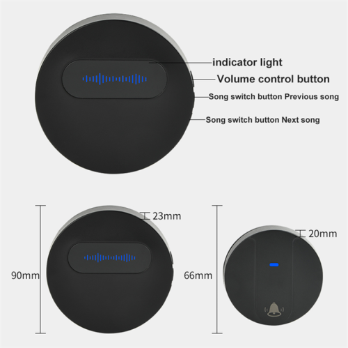 Self-generated wireless doorbell household long-distance high-volume outdoor waterproof doorbell pager - black