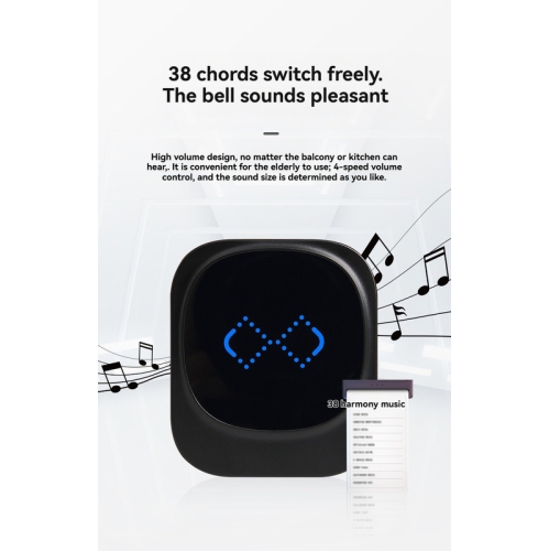 Self-generating wireless doorbell household punch-free long-distance music doorbell wireless 433 elderly call - black