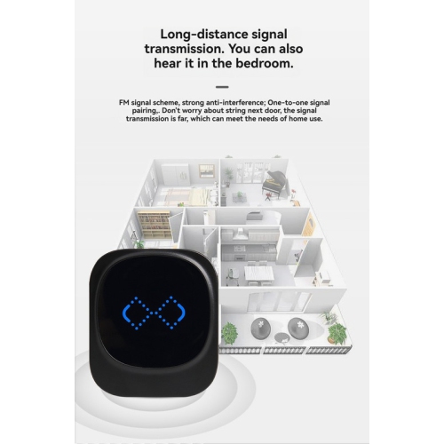 Self-generating wireless doorbell household punch-free long-distance music doorbell wireless 433 elderly call - black