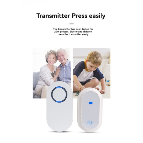 Self-generating doorbell wireless household battery-free waterproof wiring-free 433 doorbell - white